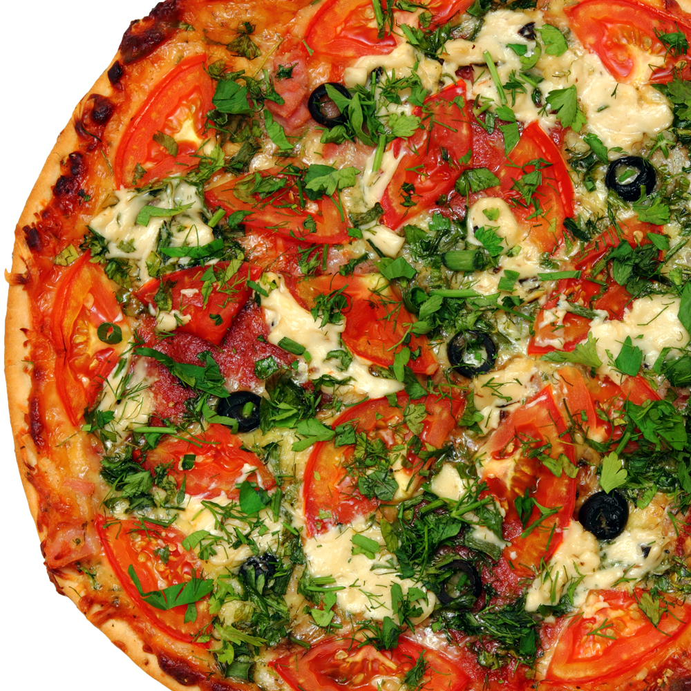 Pizza With Tomatoes And Greens