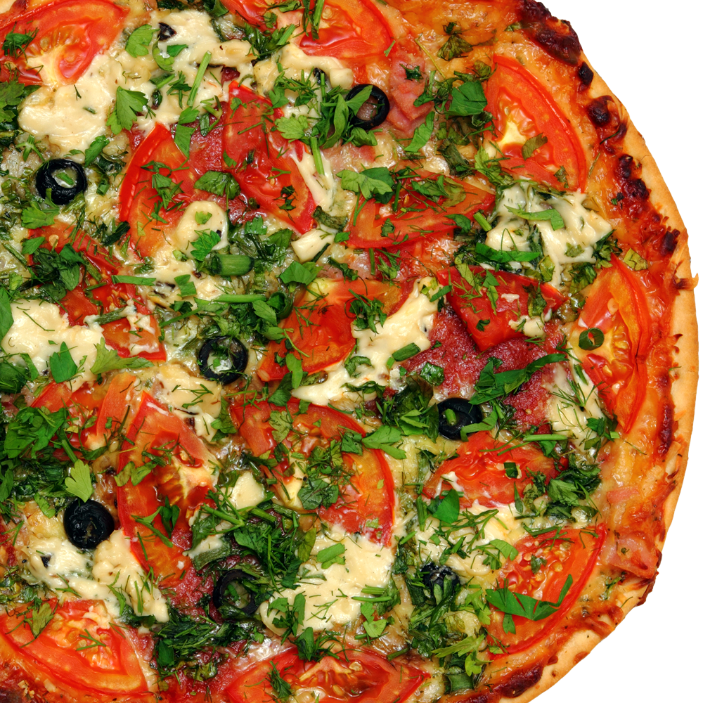 Pizza With Tomatoes And Greens