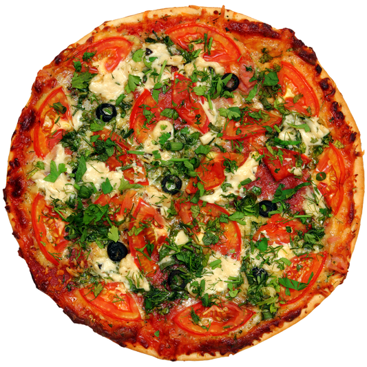 Pizza With Tomatoes And Greens